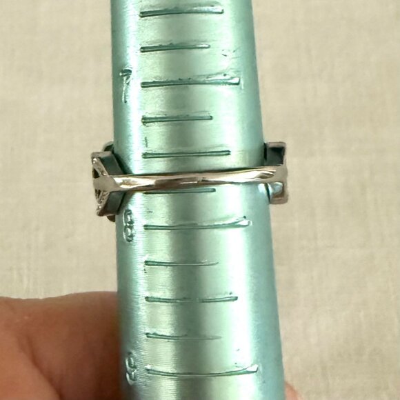 Elegant Silver Rose Gold Heart Infinity Knot Ring Rhinestone Accents Size 7.75 - Picture 10 of 11